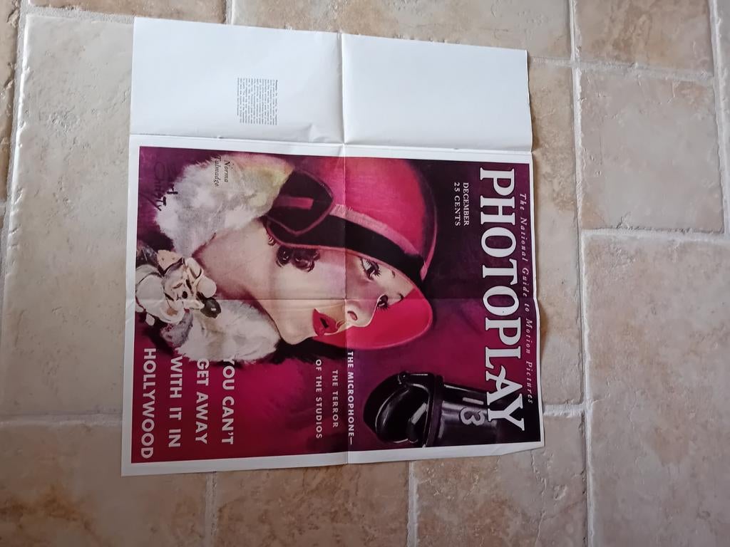Reproductie poster Photoplay 39x53cm - Opgevouwen, Ophalen of Verzenden, A1 t/m A3, Film en Tv, Rechthoekig Staand