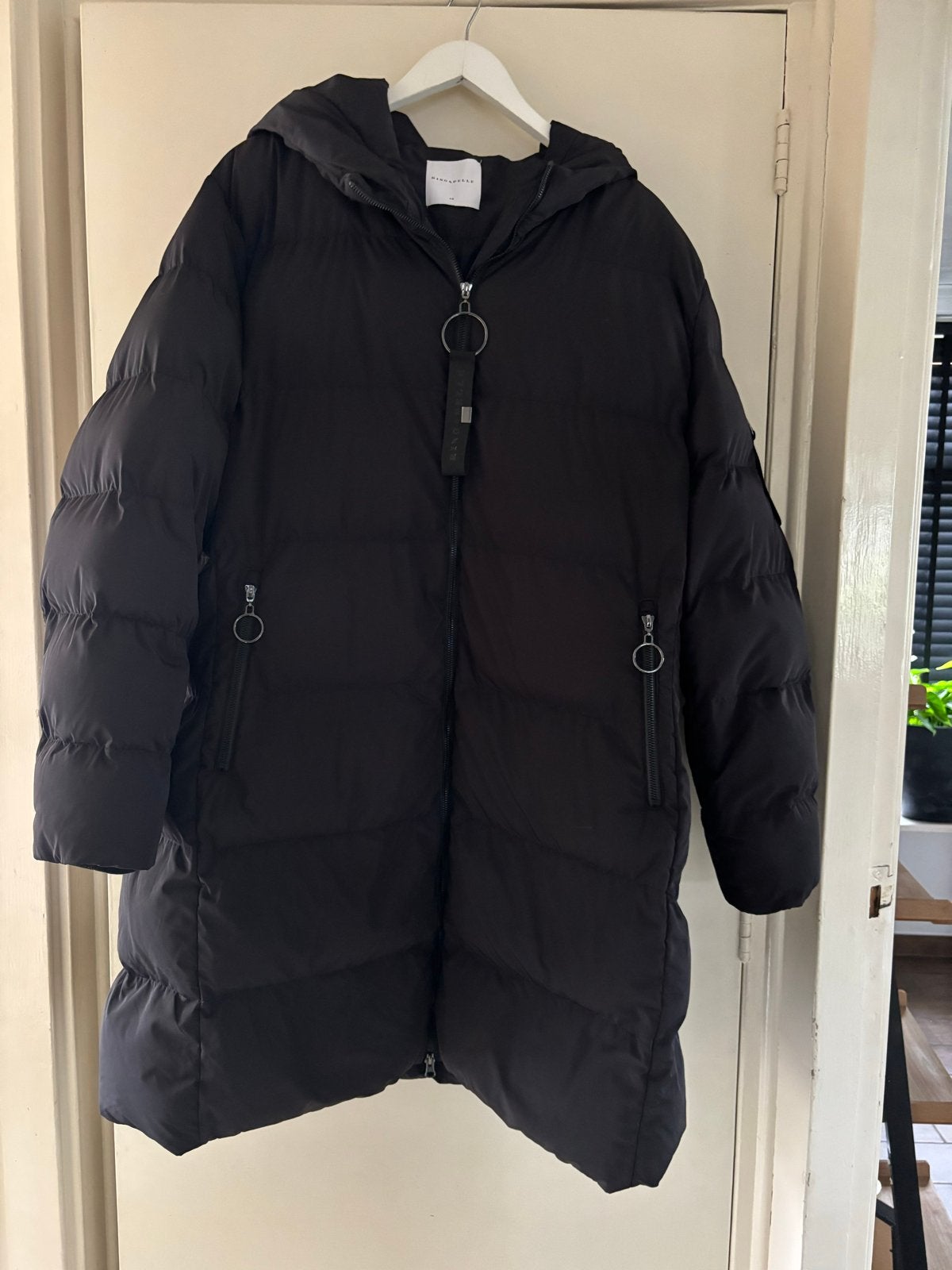 Rino & Pelle Zwarte Gewatteerde Jas Maat 48, Ophalen of Verzenden, Zo goed als nieuw, Maat 46/48 (XL) of groter, Zwart