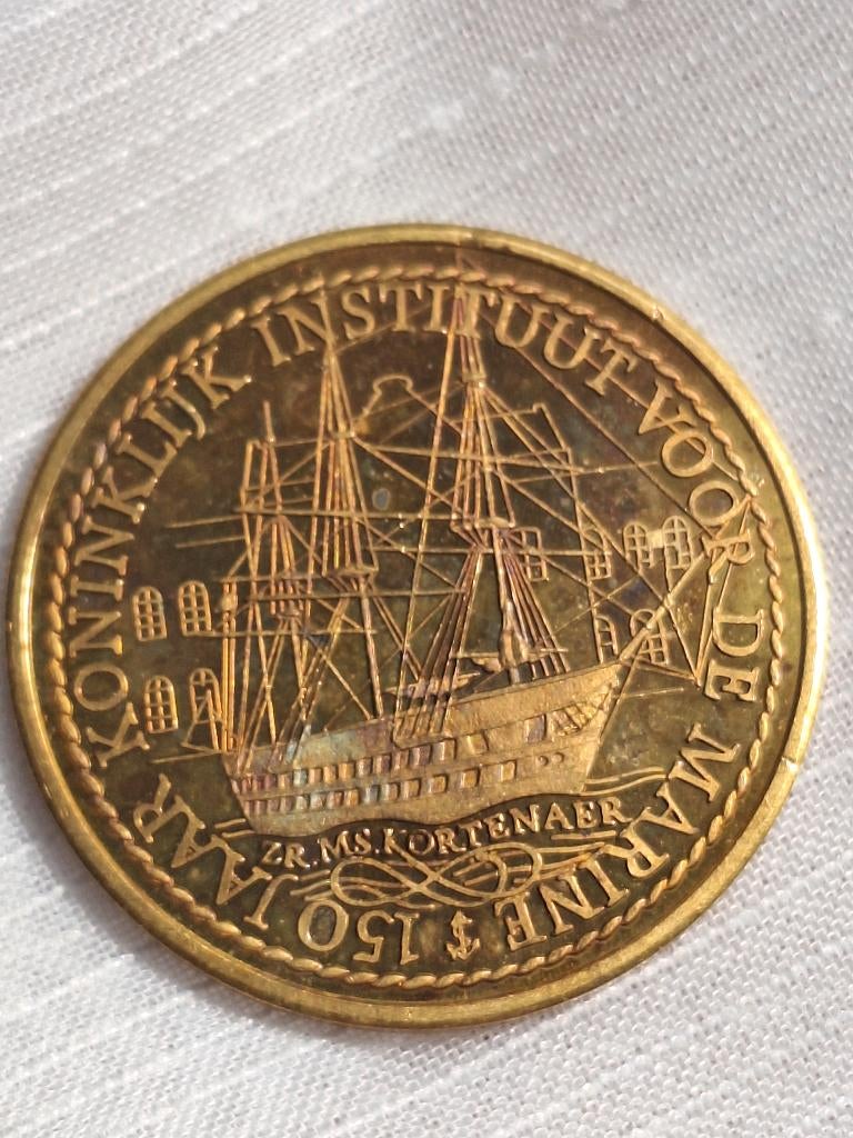Penning 150 jaar Koninklijk Instituut voor de Marine 1978, Postzegels en Munten, Ophalen of Verzenden, Overige materialen, Nederland