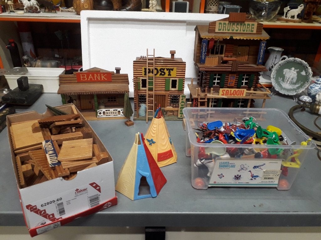 OUDE HOUTEN WESTERN HUISJES & FORT en COWBOYS en INDIANEN, Ophalen of Verzenden