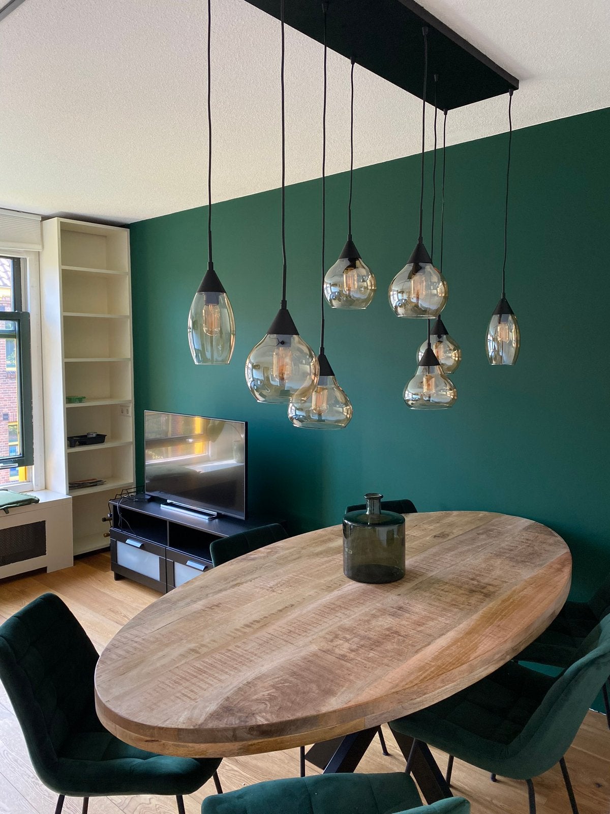 Mango houten industriële ovale eettafel, Ophalen, 100 tot 150 cm, 200 cm of meer, Zo goed als nieuw