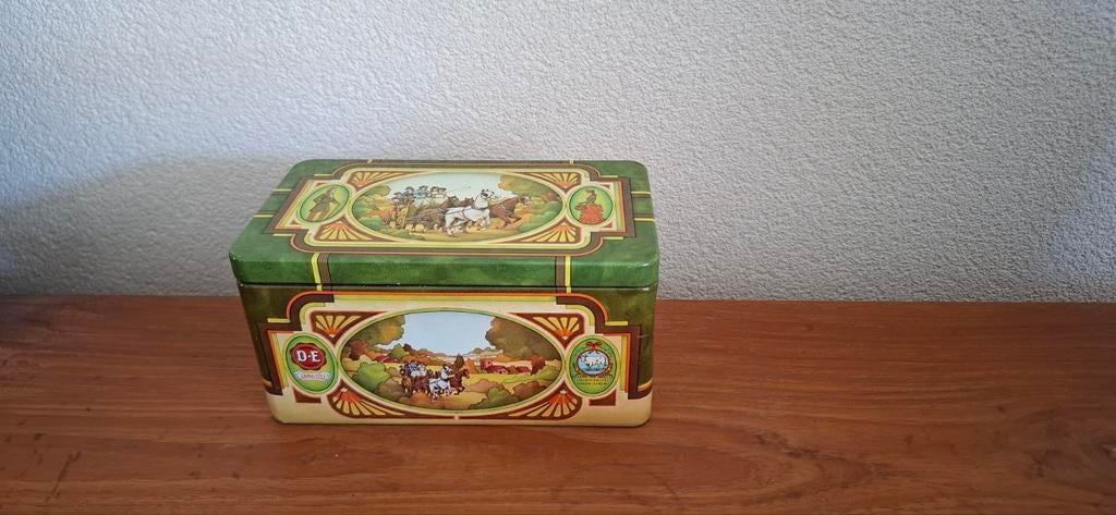 Vintage Douwe Egberts theeblik, Ophalen of Verzenden, Gebruikt, Thee, Douwe Egberts