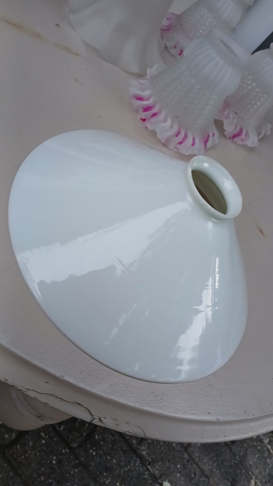 Witte Melkglas Lampenkap - 25 cm diameter, 9,5 cm hoog, Ophalen of Verzenden