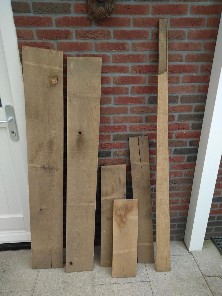 Partijtje eiken planken 2 cm dik, Doe-het-zelf en Verbouw, Hout en Planken, Ophalen, Minder dan 25 mm, Eiken, Plank