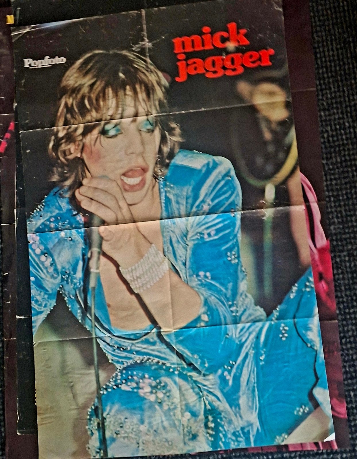 Vintage Popfoto Mick Jagger Poster, Ophalen of Verzenden, A1 t/m A3, Muziek, Rechthoekig Staand
