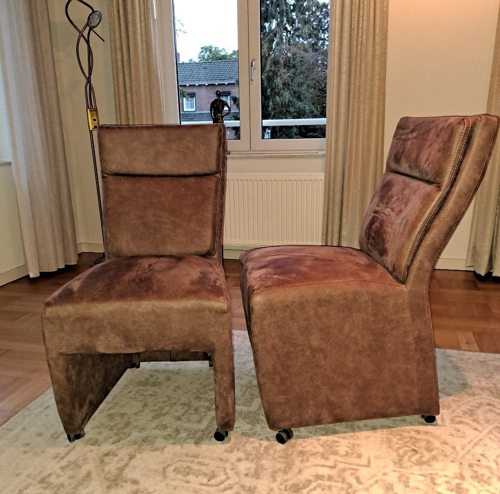 stoelen met wieltjes (2x), Ophalen, Gebruikt, Twee, Bruin
