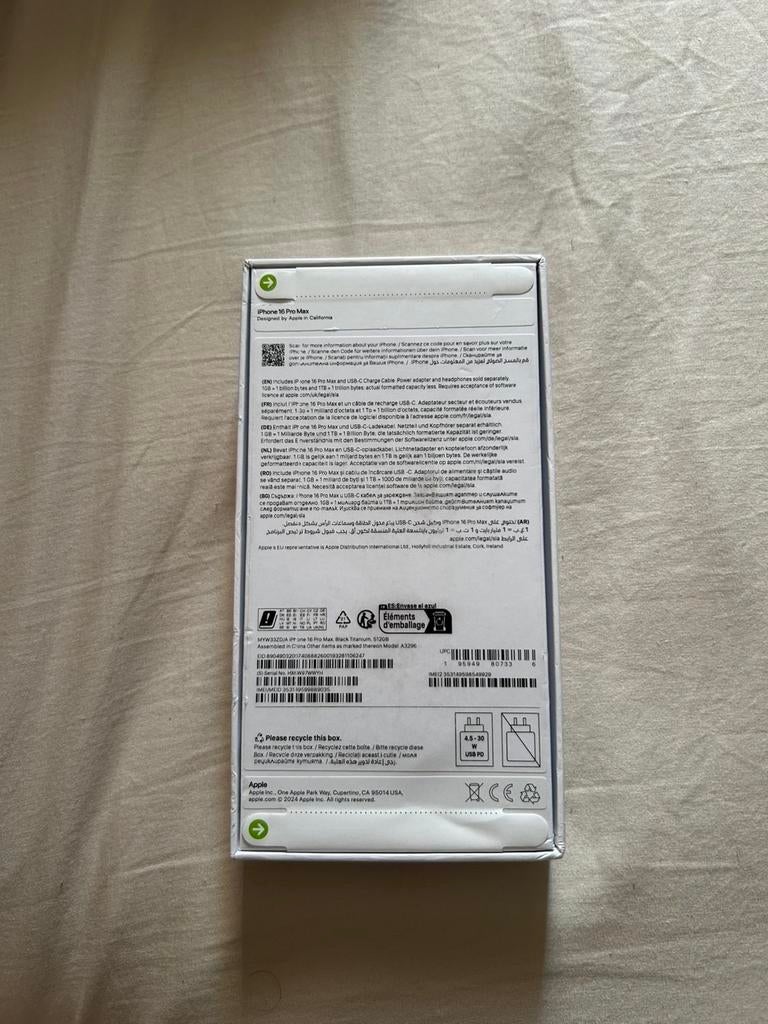 Nieuwe iPhone 16 Pro Max 512GB - Zwart Titanium (Ongeopend), Telecommunicatie, Mobiele telefoons | Apple iPhone, Ophalen, 512 GB