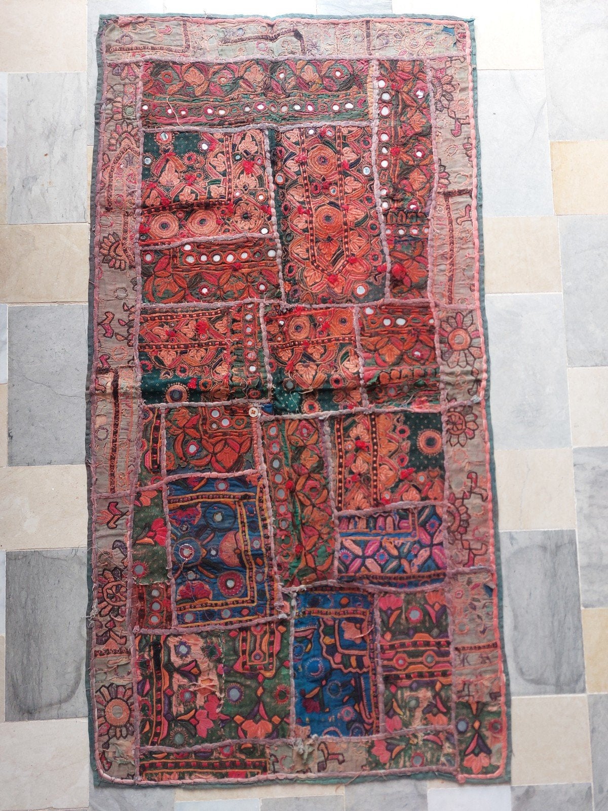 Vintage Patchwork Wandkleed uit India, Verzenden