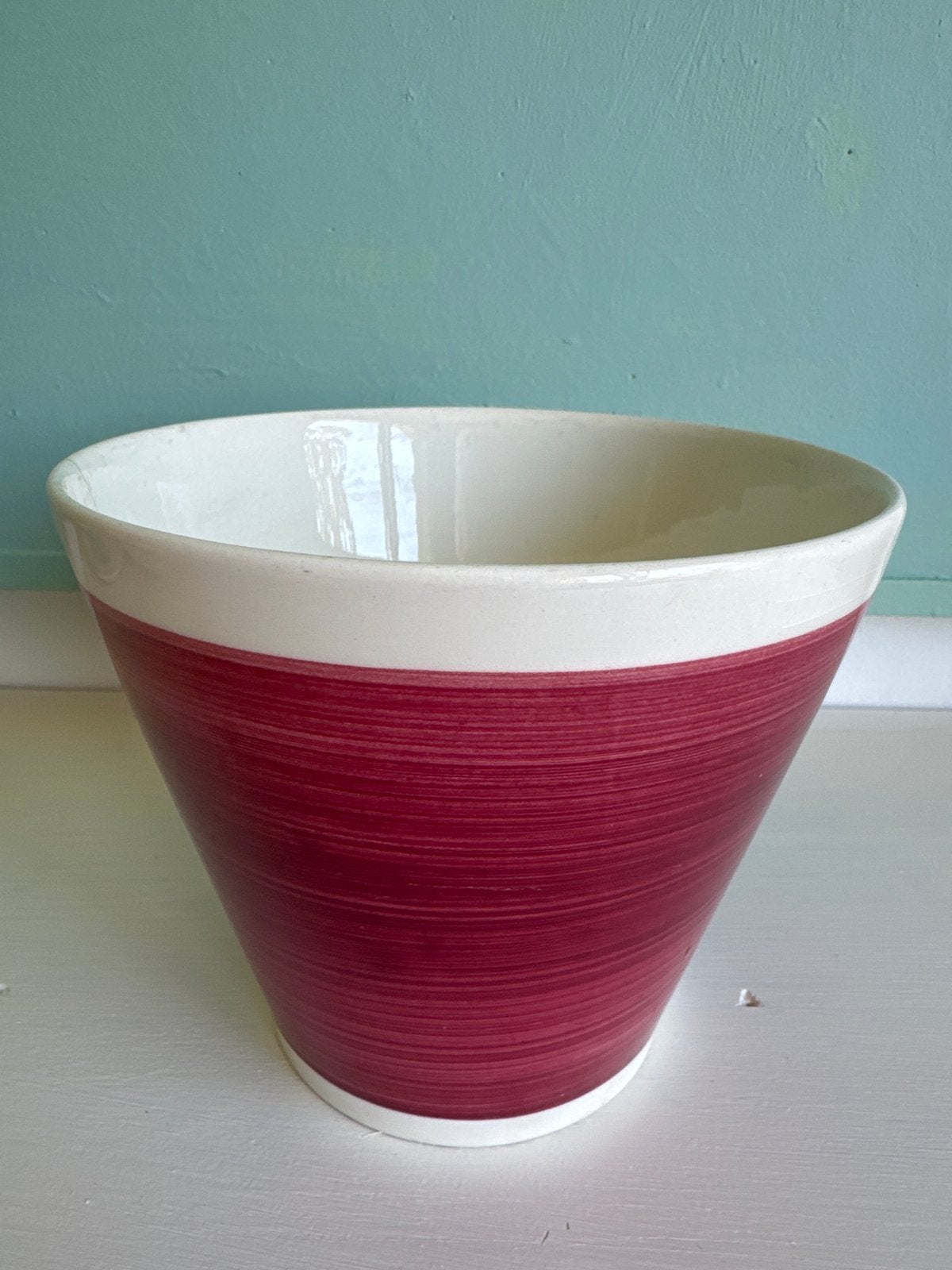 Vintage Maastrichtse Aardewerk Bloempot - Rood/Wit, Ophalen of Verzenden