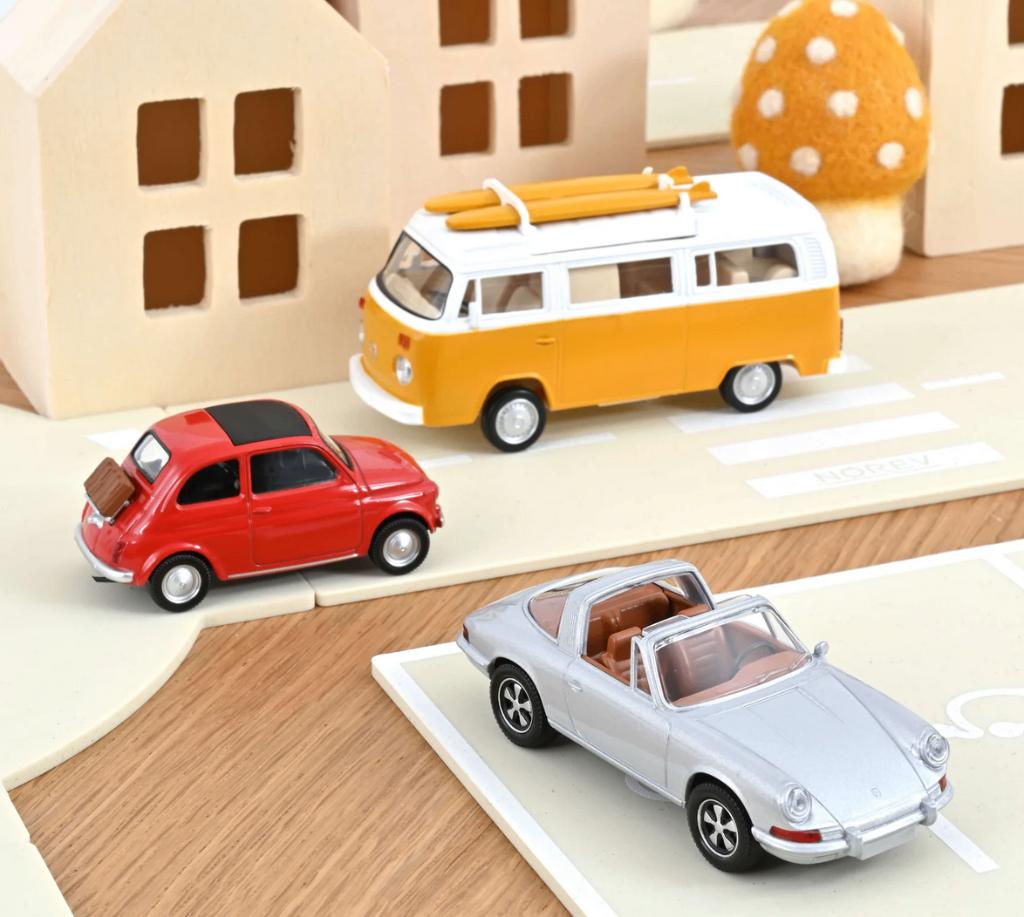 Oldtimer set 3 pcs VW/FIAT/PORSCHE Jet-car 1:43 NOREV 841104, Hobby en Vrije tijd, Modelauto's | 1:43, Verzenden, Nieuw, Auto