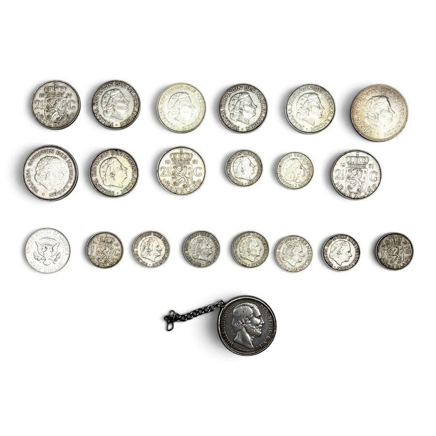 Lot divers muntgeld, voornamelijk Nederlands, Ophalen of Verzenden, Koningin Wilhelmina, Losse munt, Zilver