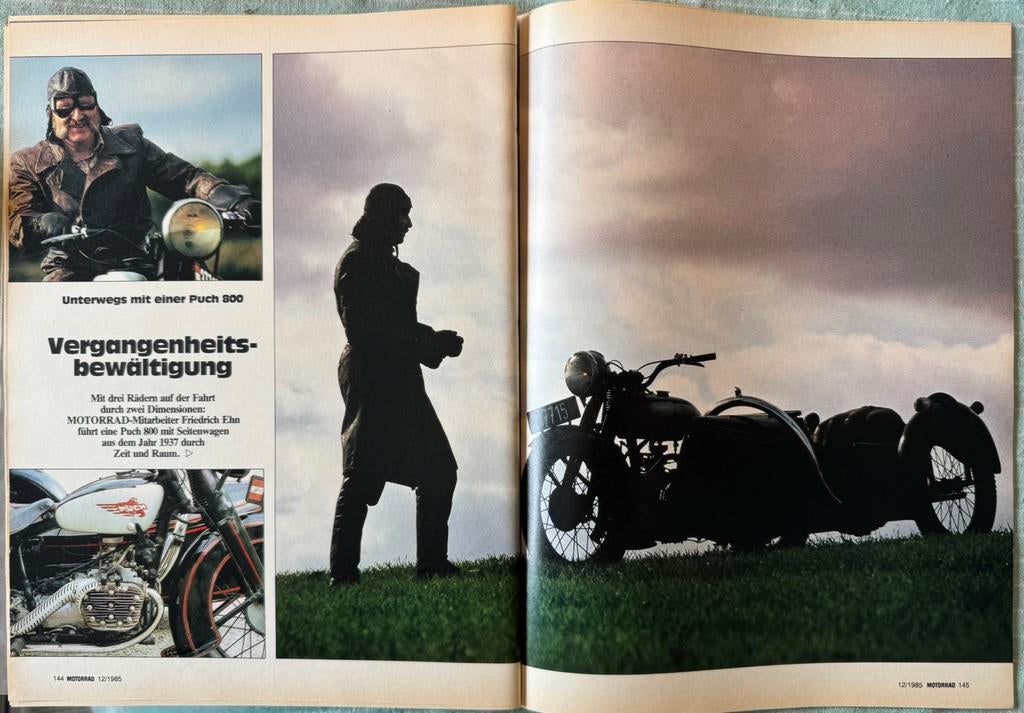 Verslag uit 1985 Puch 800 met zijspan uit 1937, Verzenden, Zo goed als nieuw, Motoren