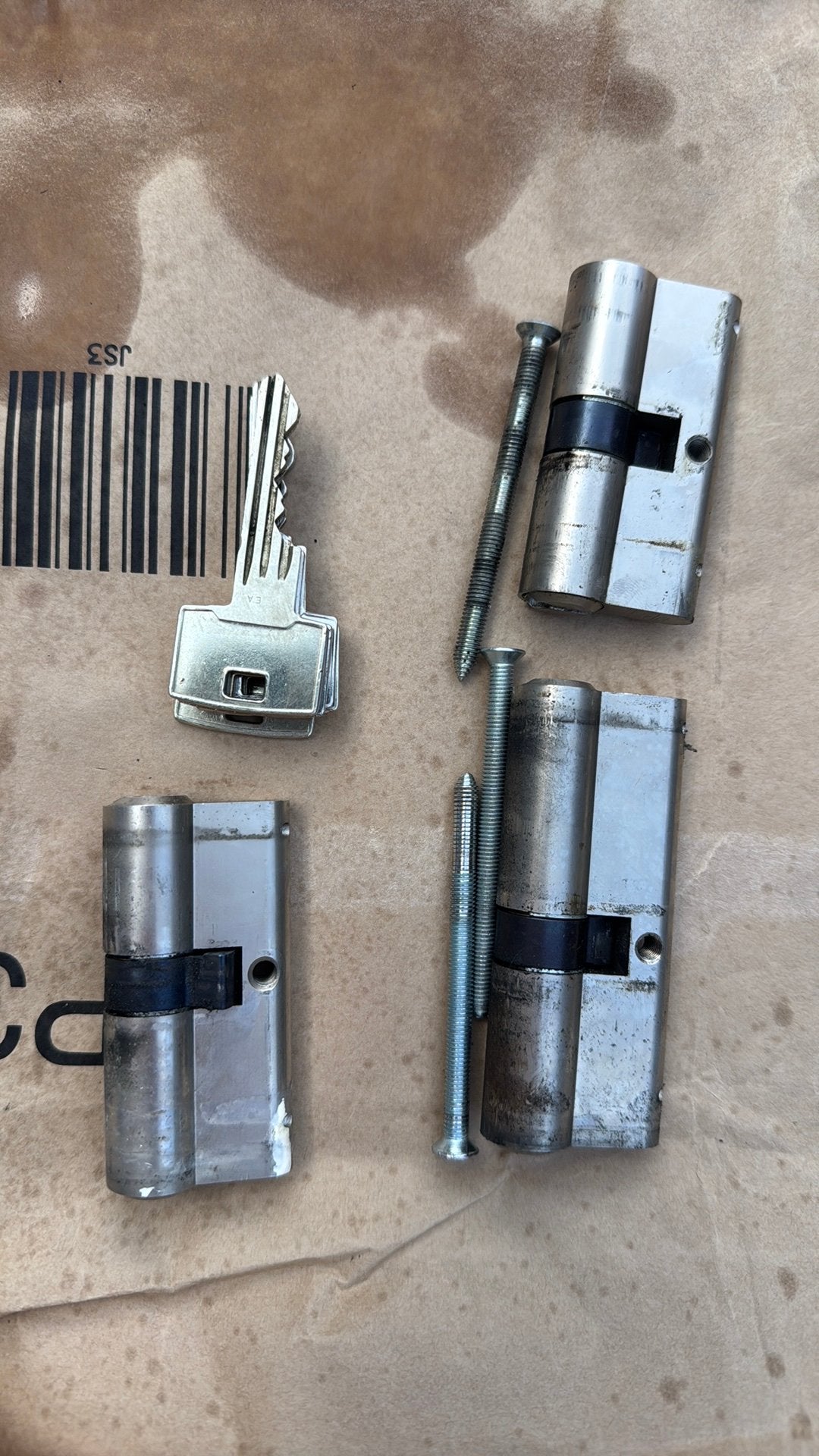 3x cilinders - Skg 3 sterren, Ophalen of Verzenden, Gebruikt, Rvs, Slot