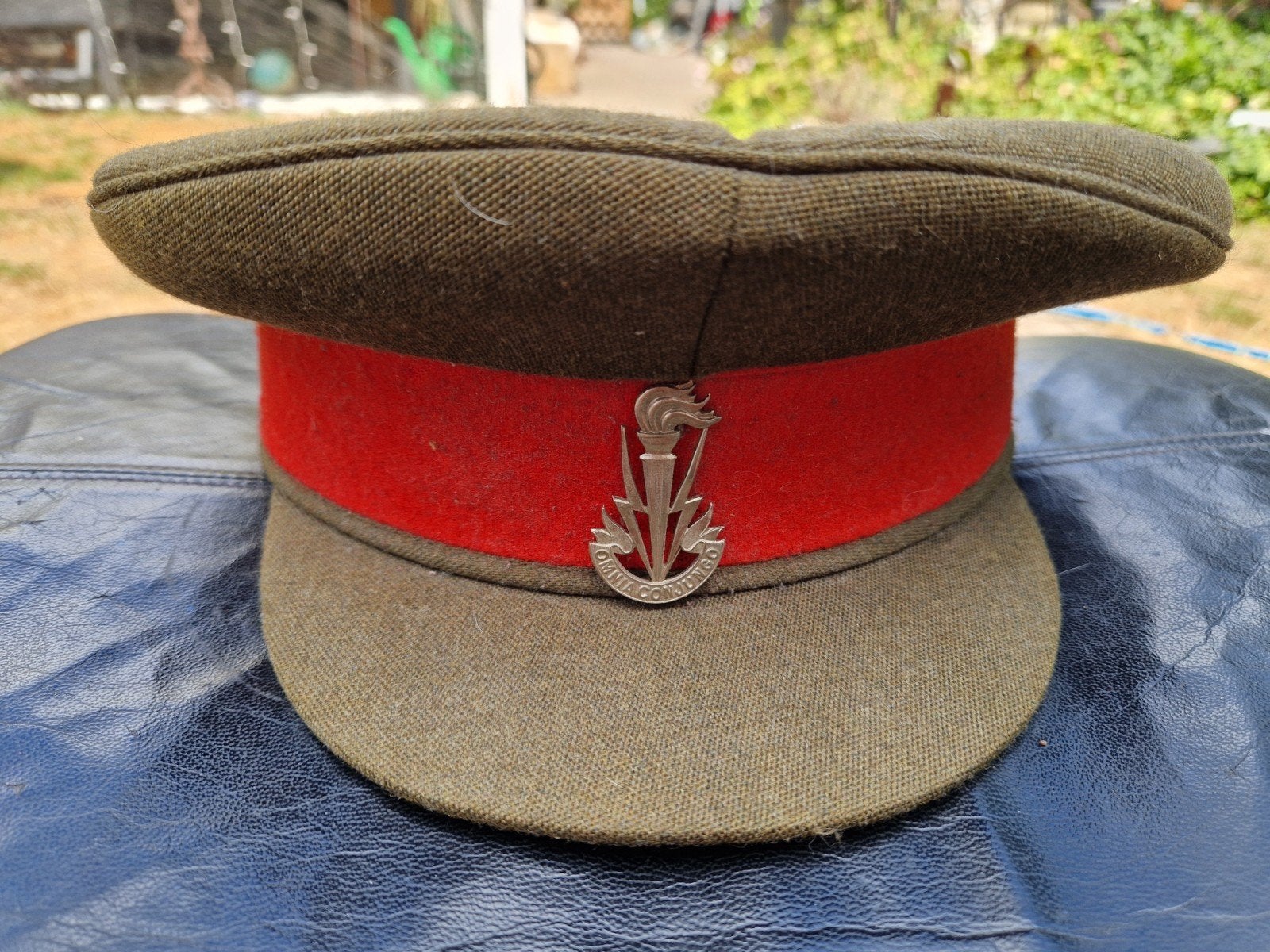 Originele Belgische Legerpet Transmissietroepen (De Waele Br, Ophalen of Verzenden, Landmacht, Embleem of Badge