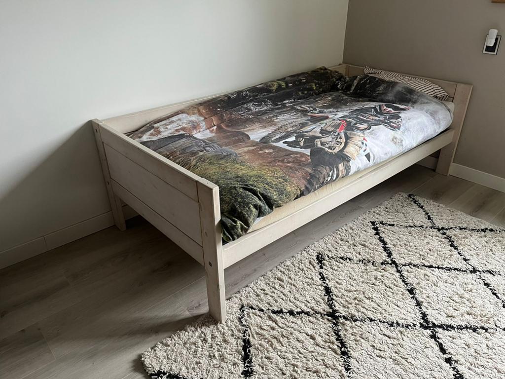 Lifetime bed, Ophalen, 90 cm, Eenpersoons, Wit