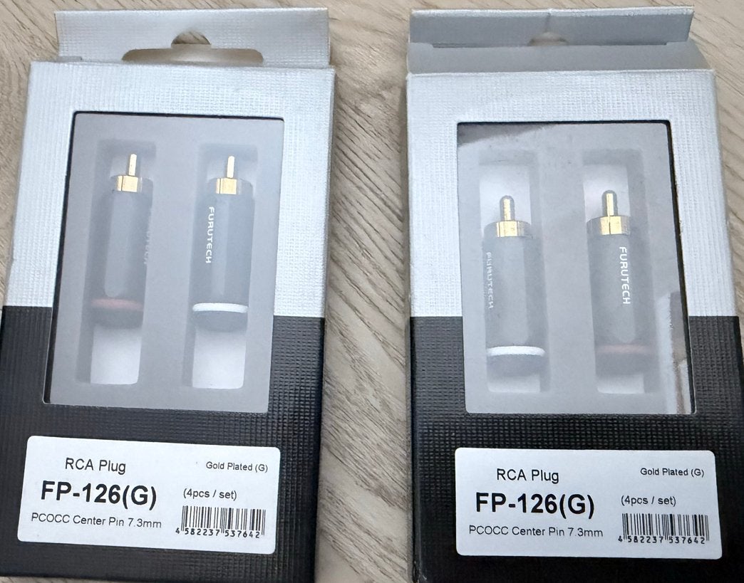 Furutech FP-126G RCA Pluggen (per paar), Ophalen of Verzenden, Nieuw, Overige kabels