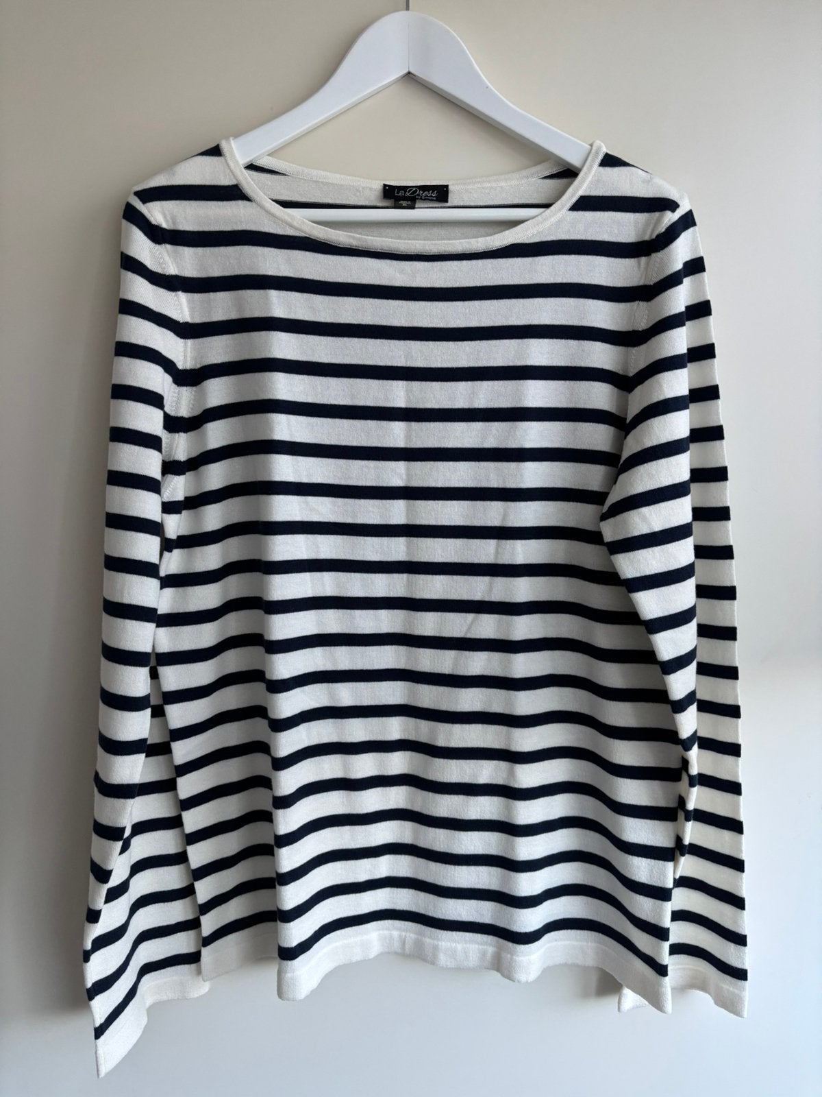 La Dress nieuwe trui marine/wit mt XL 100% biologisch katoen, Verzenden, Nieuw, Maat 46/48 (XL) of groter, Wit