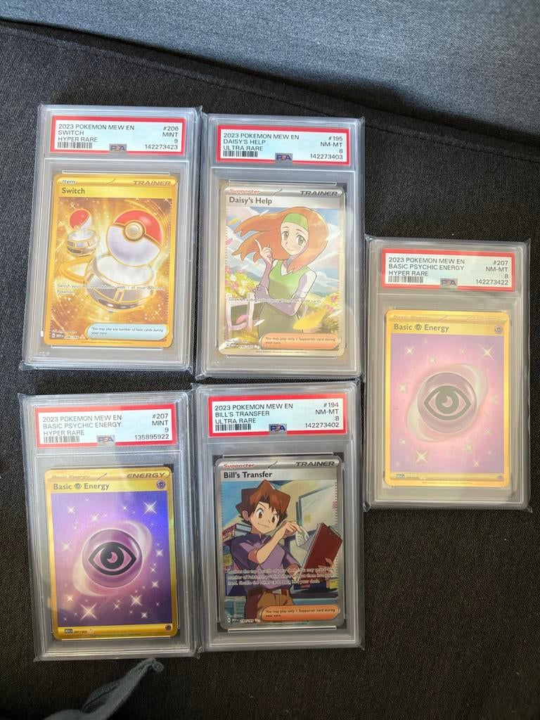 5x psa9 en psa8 slabs uit de 151 set mew en, Ophalen of Verzenden, Zo goed als nieuw, Meerdere kaarten