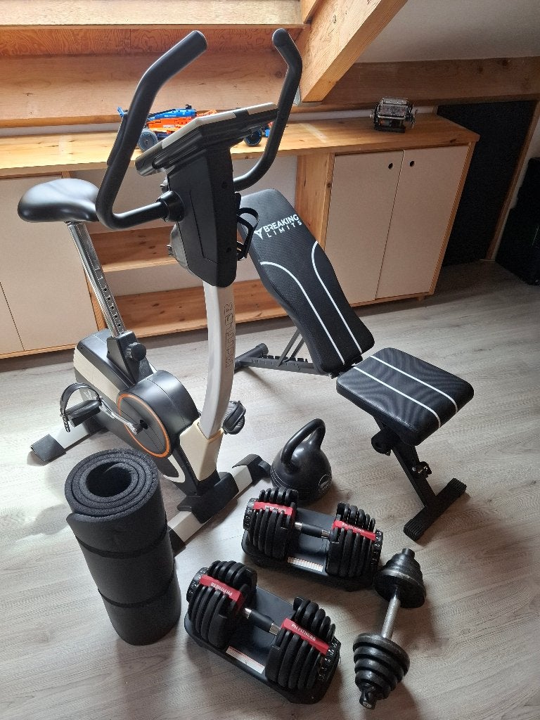 Thuis gym hometrainer, adjustable dumbells & bench, Sport en Fitness, Ophalen, Gebruikt, Benen, Dumbbell