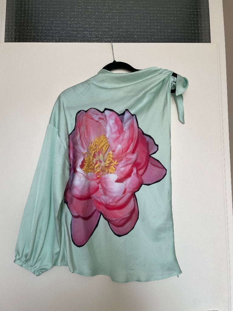 zara dames mint groene bloemen blouse tuniek mt L, Zara, Maat 42/44 (L), Ophalen of Verzenden, Zo goed als nieuw