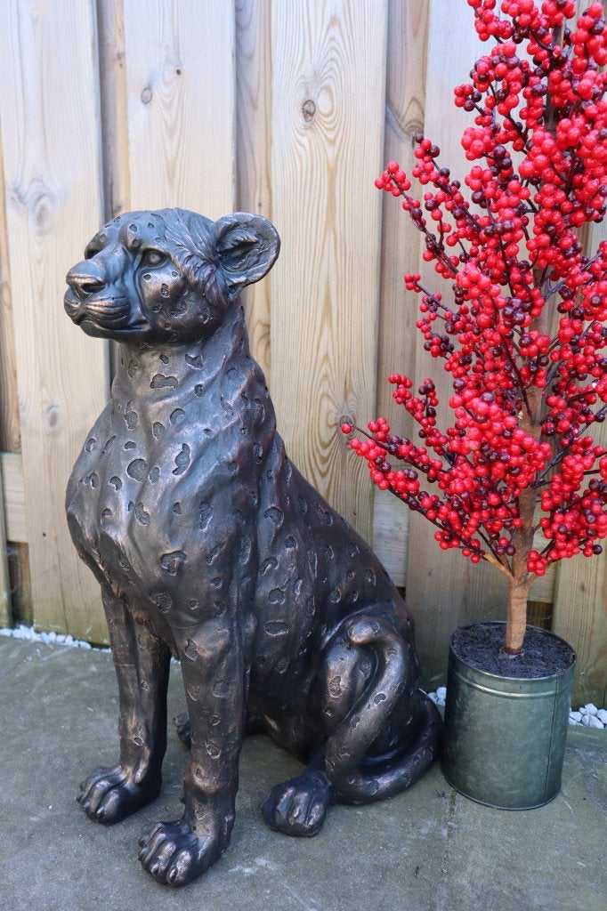 Luipaard beeld brons 59 cm | Tuinbeeld & woondecoratie, -, -, Nieuw, Ophalen of Verzenden