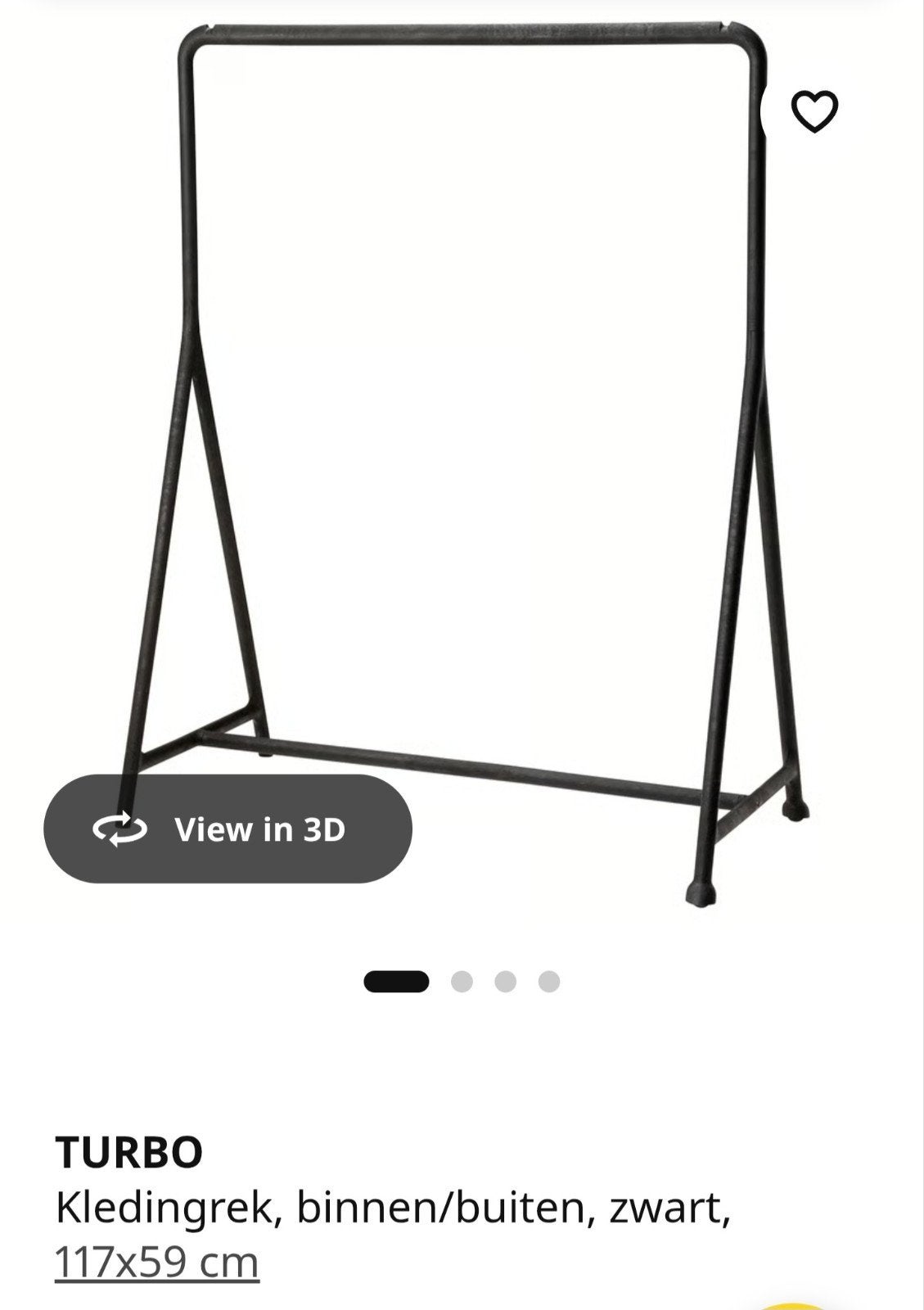 IKEA Turbo Kledingrek - Zwart, 117x59 cm, Kleding | Dames, Kledingrekken, Ophalen, Nieuw