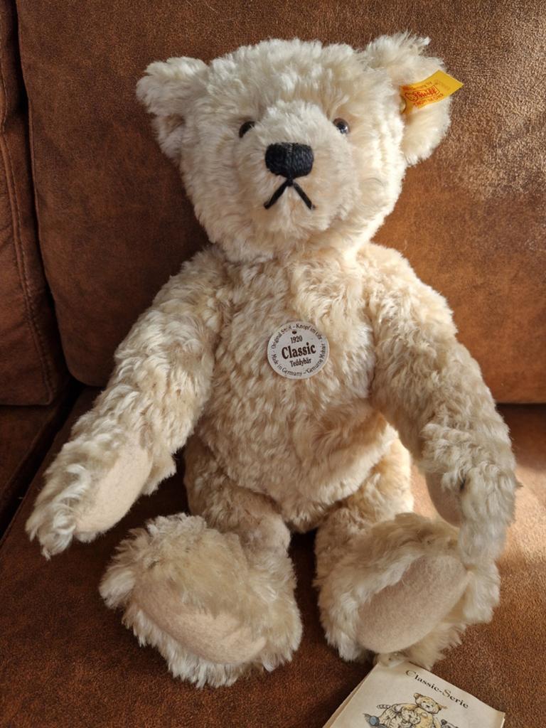 Steiff Teddybeer Classic 1920 Blond Mohair met Brom, Ophalen of Verzenden