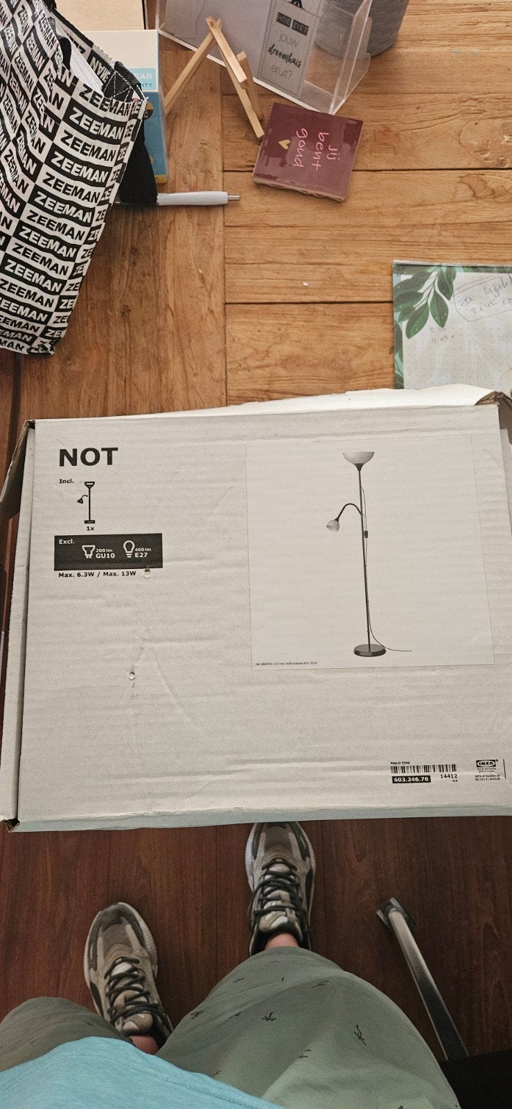 IKEA NOT Vloerlamp met leeslamp, zwart/wit, Huis en Inrichting, Lampen | Vloerlampen, Ophalen of Verzenden