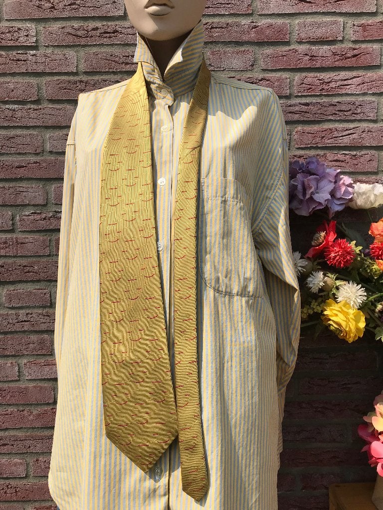Stropdas BRIGHTON Tie Makers - geel met rode accenten, Ophalen of Verzenden, Zo goed als nieuw, Met patroon, Brighton