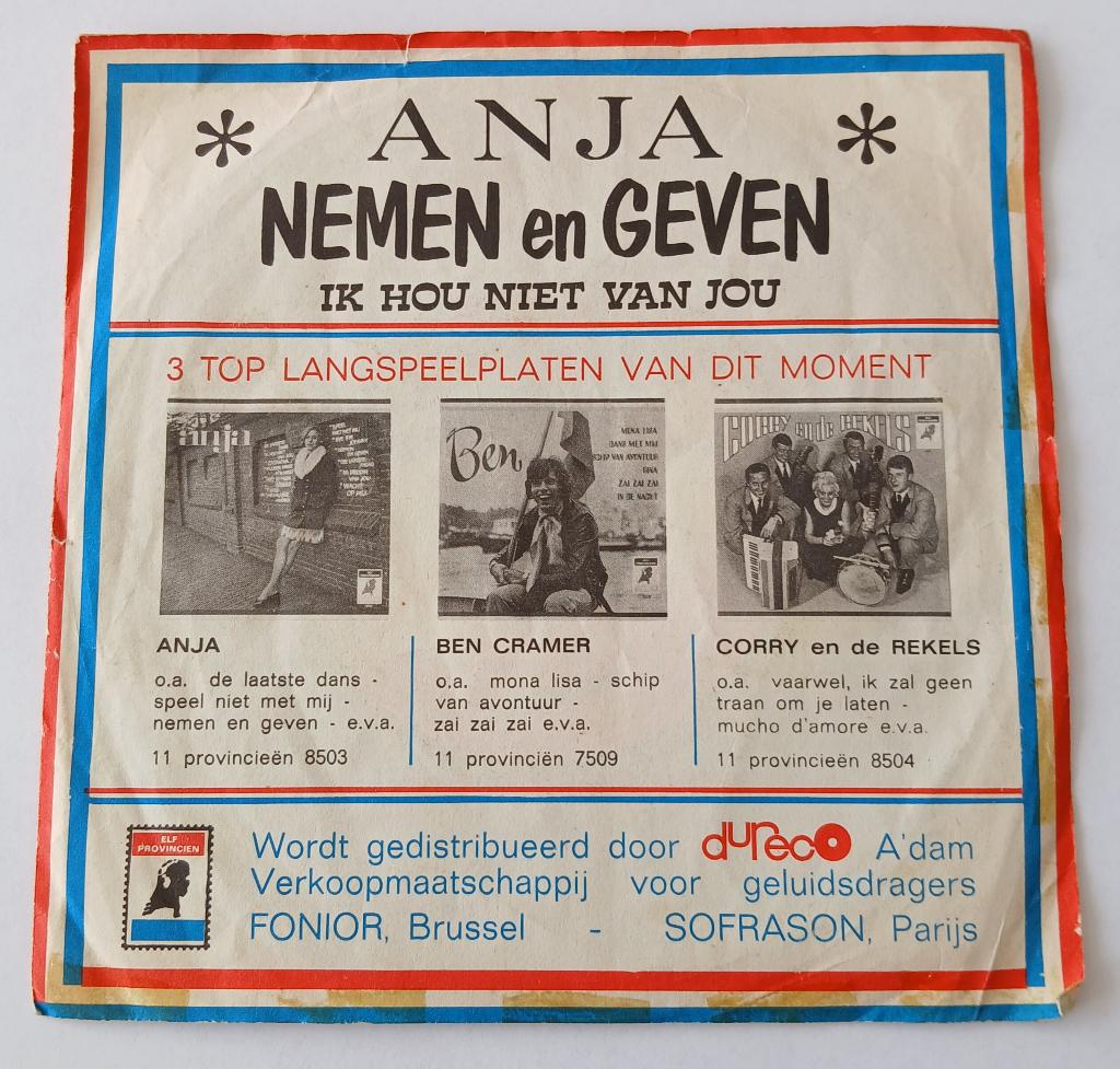 Anja - Nemen en geven, Ophalen of Verzenden, Gebruikt, Nederlandstalig, Single