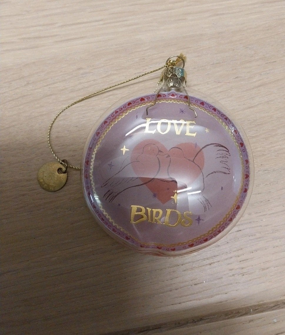 kerstbal letter T, E & love birds, Ophalen of Verzenden