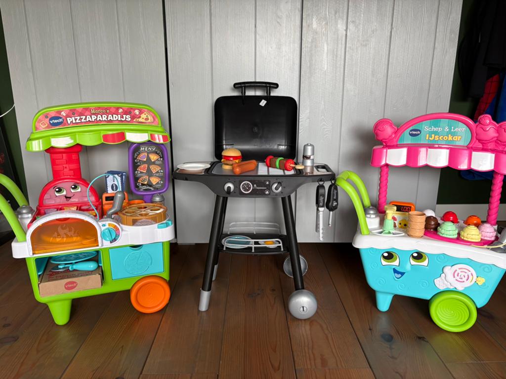 Vtech pizza kar en ijsco kar + bbq  Compleet, Ophalen, Zo goed als nieuw, Jongen of Meisje