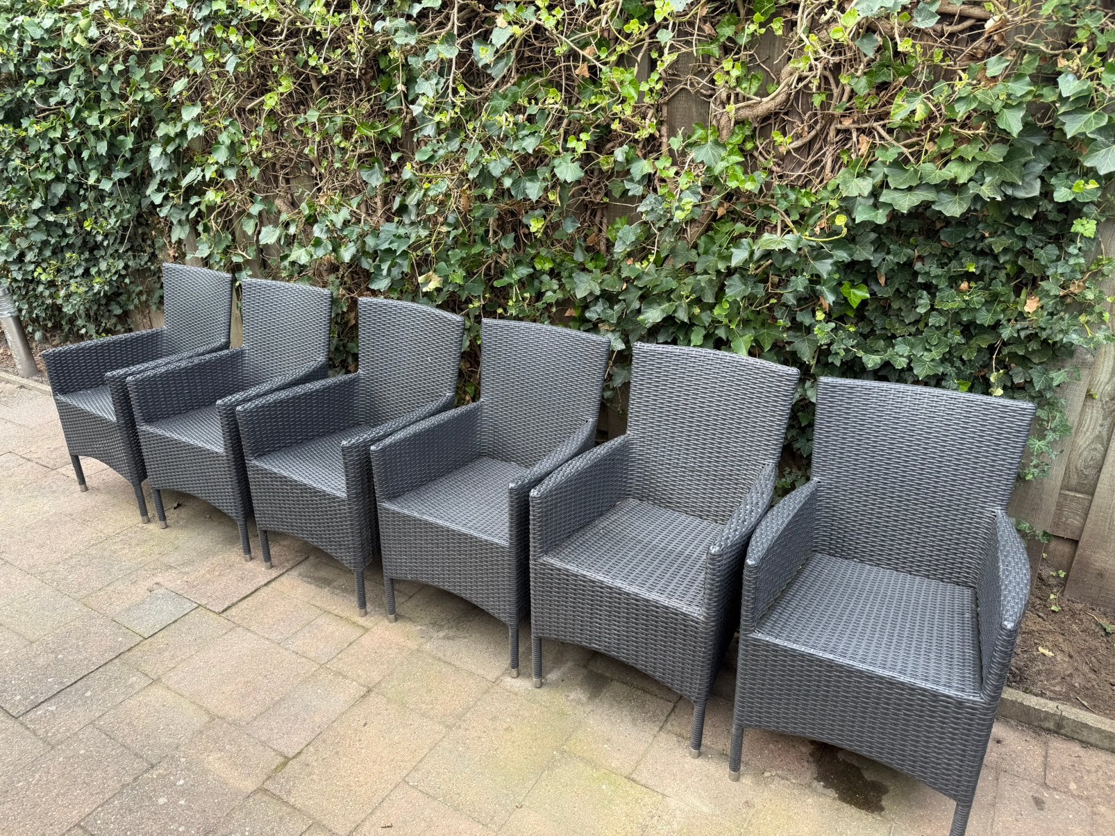 Set van 6 tuinstoelen incl. zitkussens, Tuin en Terras, Ophalen, Zo goed als nieuw, Wicker