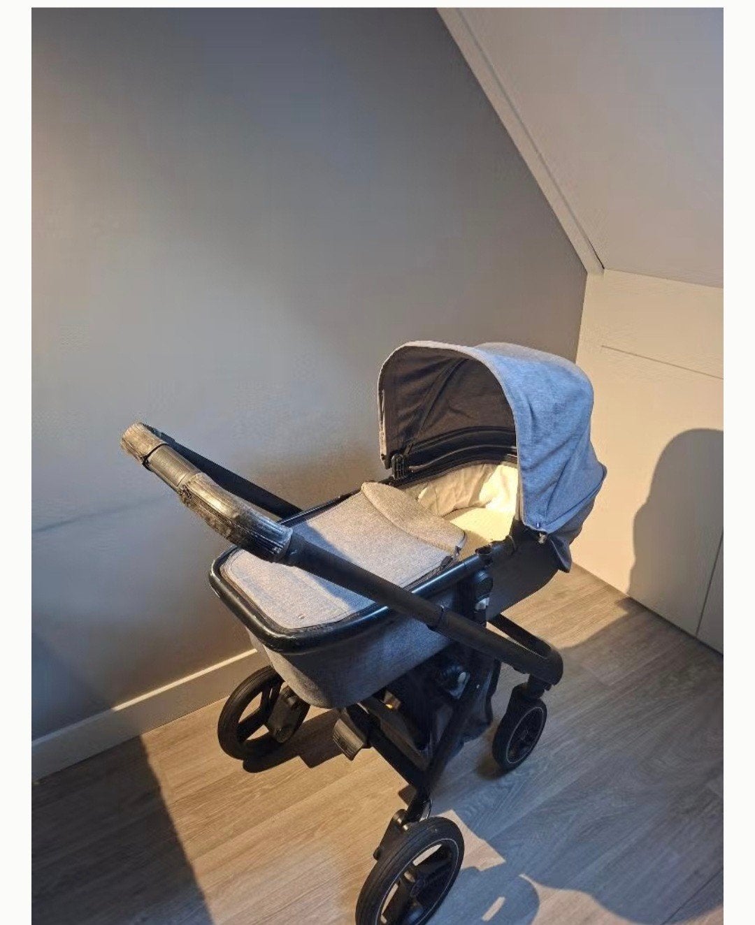 Dubatti kinderwagen grijs met reiswieg, adapters en regenho, Gebruikt, Verstelbare duwstang, Combiwagen, Ophalen