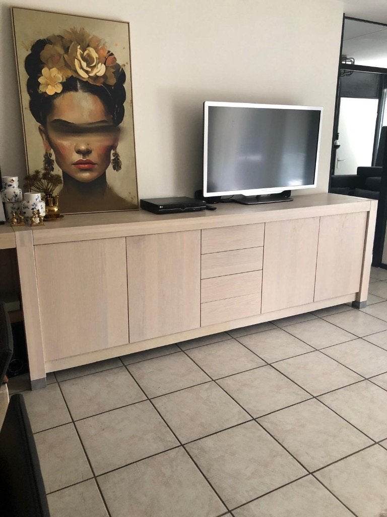 Dressoir  licht eiken/eiken fineer, Ophalen, Gebruikt, 25 tot 50 cm