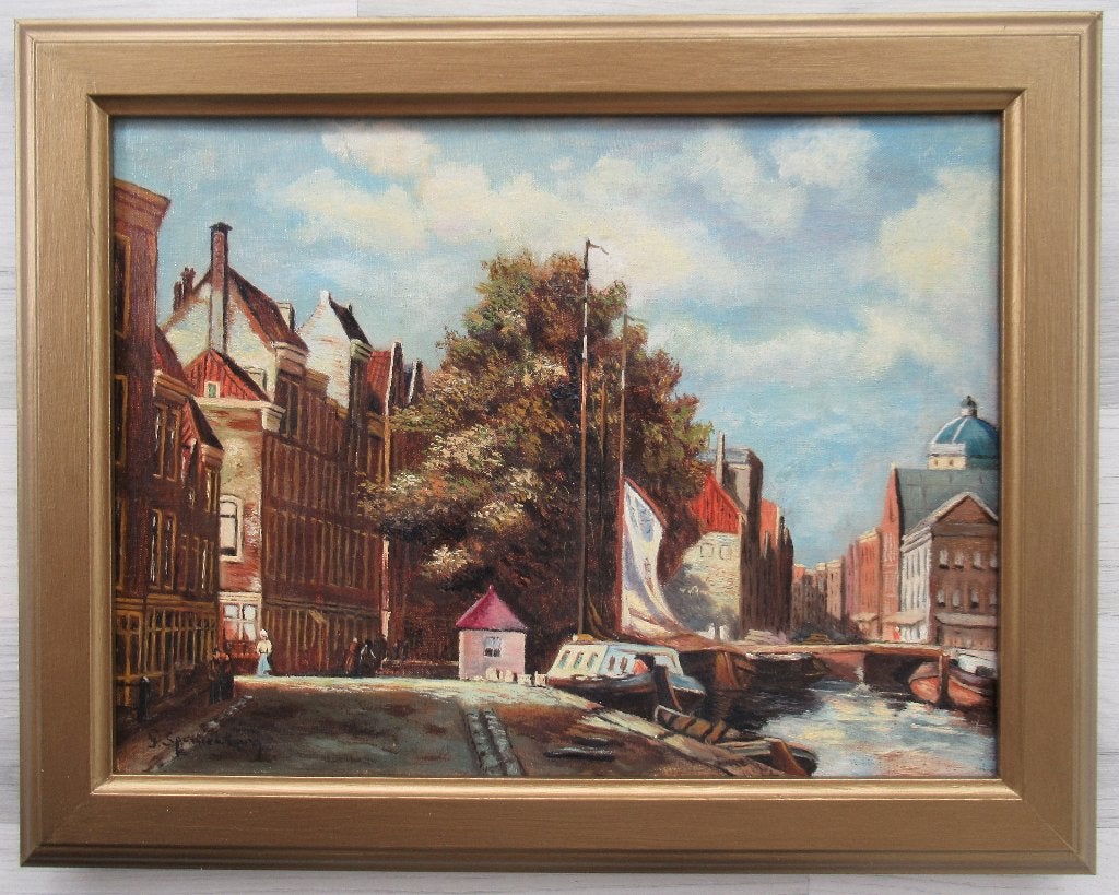 Oud stadsgezicht, gesigneerd, Antiek en Kunst, Ophalen of Verzenden