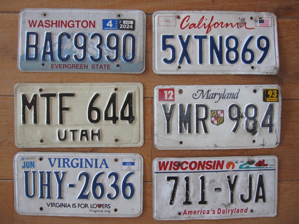 6 USA nummerplaten kentekenplaten nummerplaat nummerborden, Verzamelen, Ophalen of Verzenden, Gebruikt, Auto's