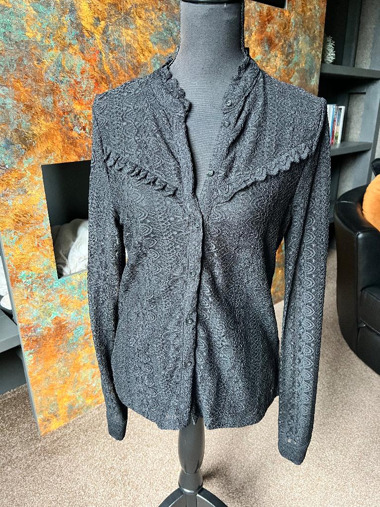 Zwarte kanten blouse maat S/M, Zwart, Nieuw, Ophalen of Verzenden, Costes