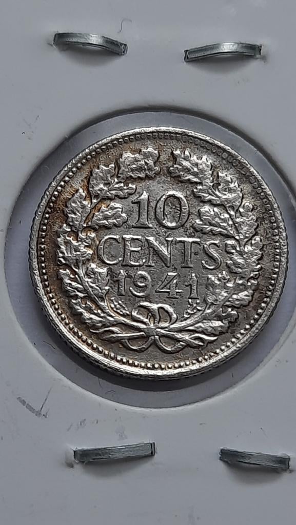 Nederland 10 cent 1941 (type 1 - mercuriusstaf) (Zilver), Postzegels en Munten, Munten | Nederland, Zilver, Ophalen of Verzenden