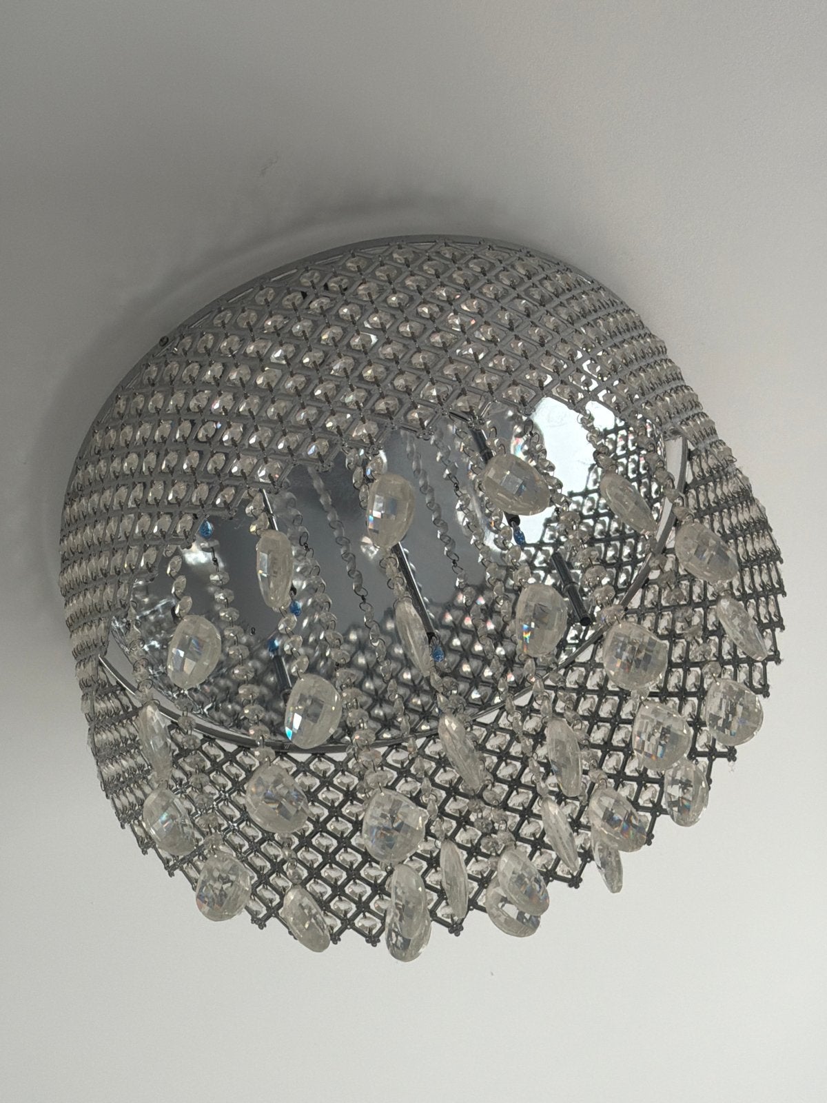 Moderne Plafondlamp met Kristallen Decoratie, Metaal, Rond, Ophalen of Verzenden, Zo goed als nieuw