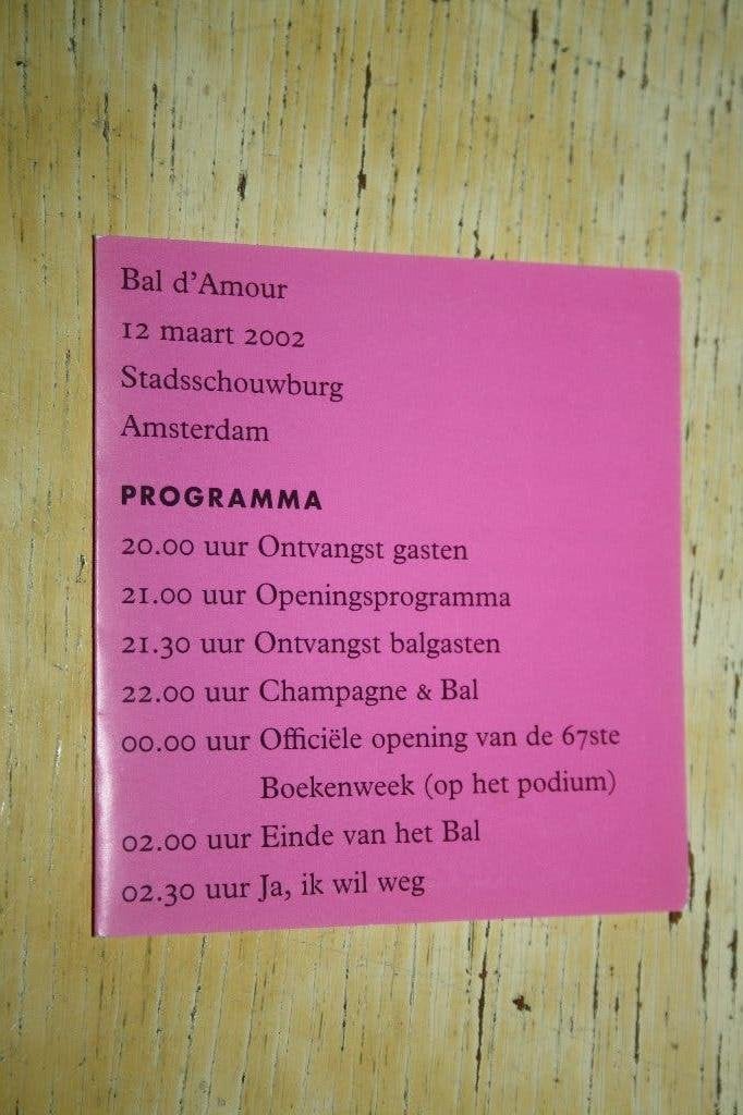 Programma Boekenbal 2002 Bal d' Amour Irma Boom, Boeken, Ophalen of Verzenden, Zo goed als nieuw