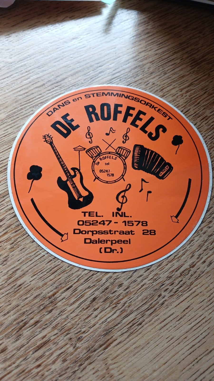 Sticker dans en amusementsorkest De Roffels, Dalerpeel Dr., Ophalen of Verzenden, Zo goed als nieuw