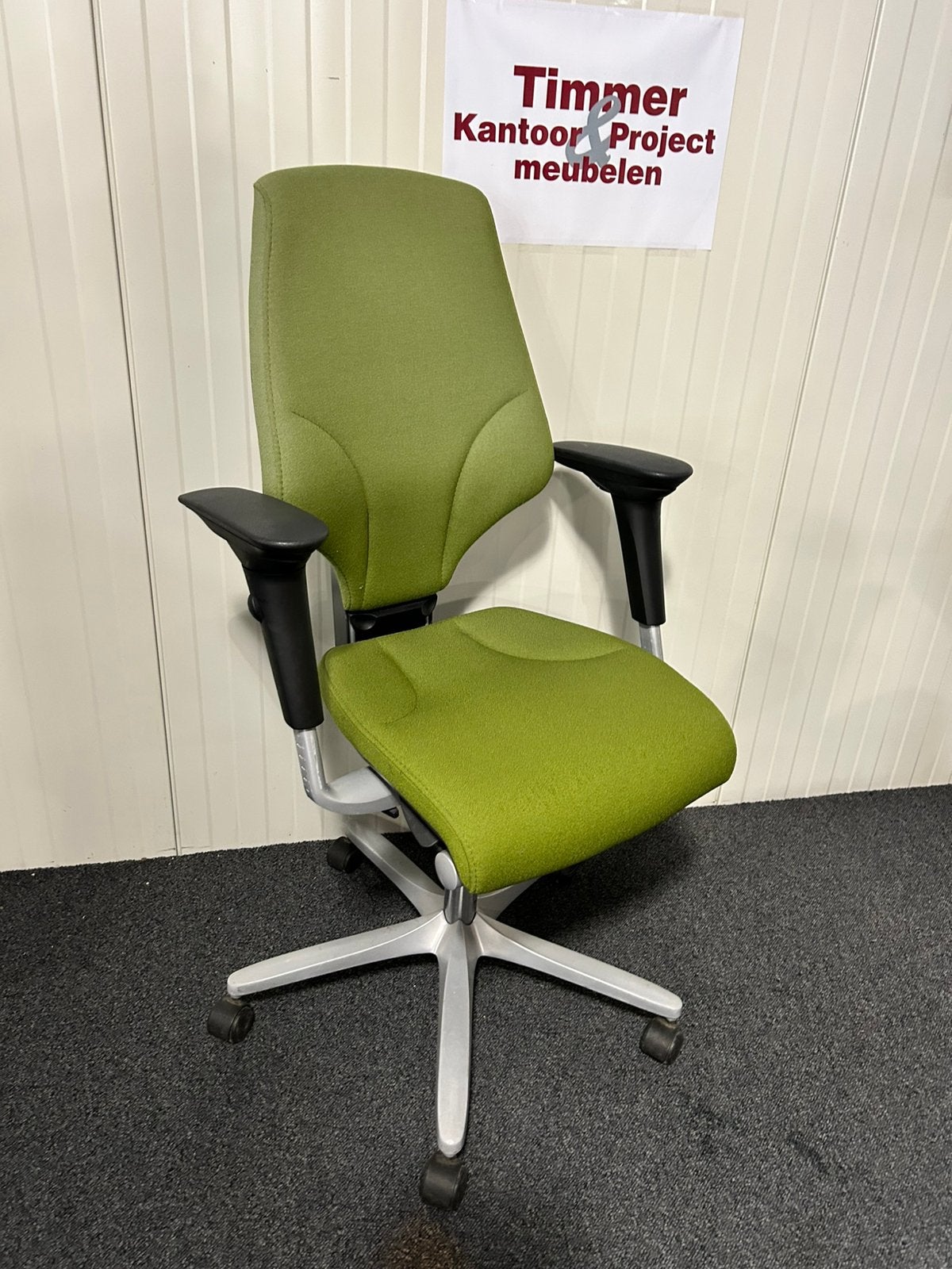 Giroflex 64 comfort stoffering 4d armleggers, Gebruikt, Ophalen of Verzenden, Bureaustoel, Groen