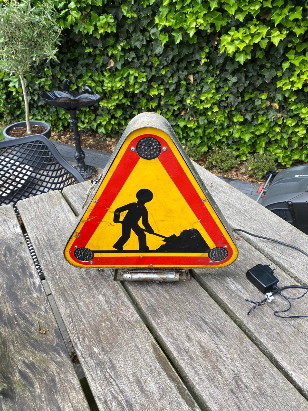 Oud Verkeersbord 'Werk in Uitvoering' met Verlichting, Doe-het-zelf en Verbouw, Ophalen, Gebruikt