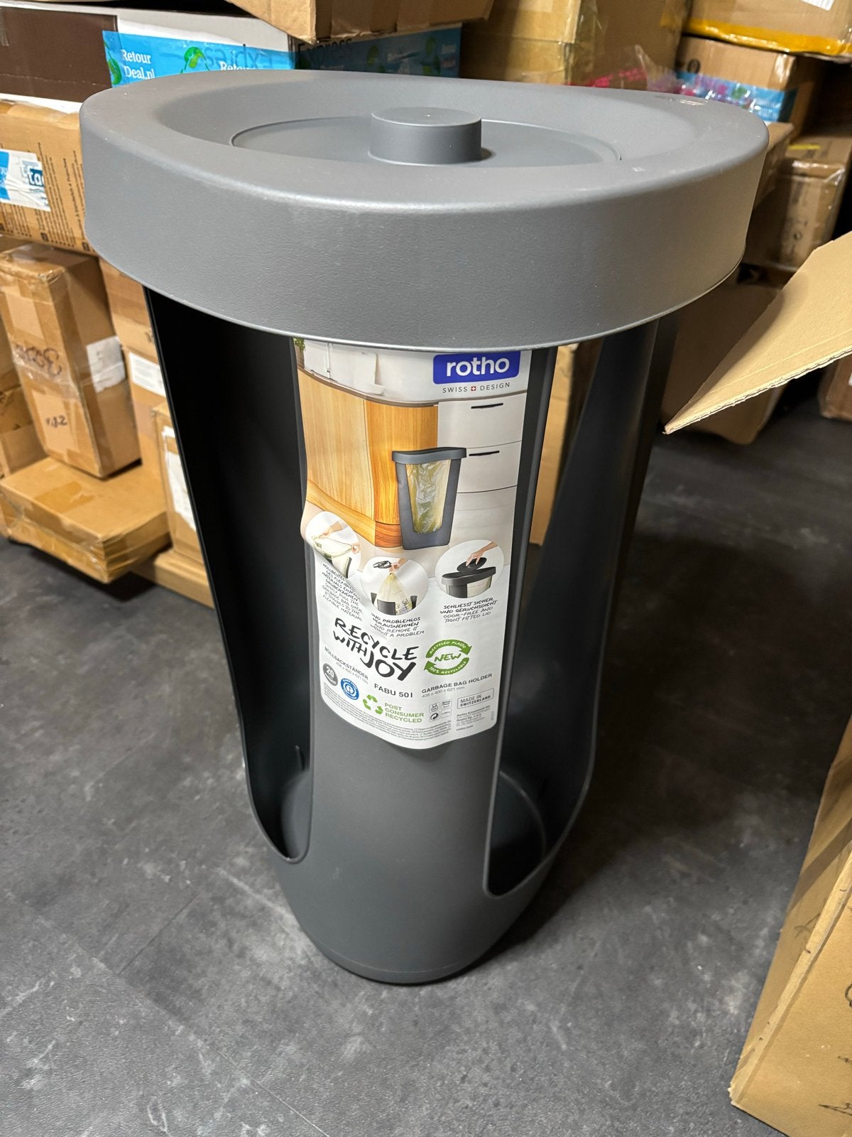 Nieuwe Rotho Recycle Bin Joy 20L - Grijs, 10 tot 20 liter, Ophalen of Verzenden, Nieuw, Kunststof