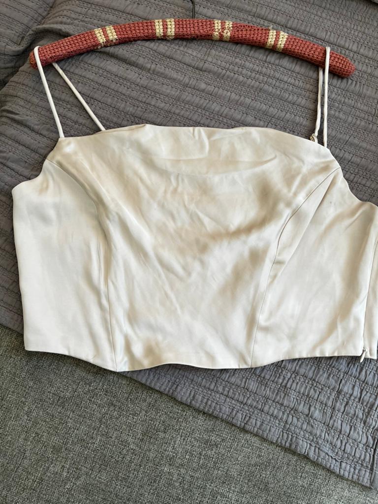 Nieuw Topje van eco satijn wit L spaghettibandjes, Kleding | Dames, Tops, Nieuw, Maat 42/44 (L), Wit, Zonder mouw, Ophalen of Verzenden