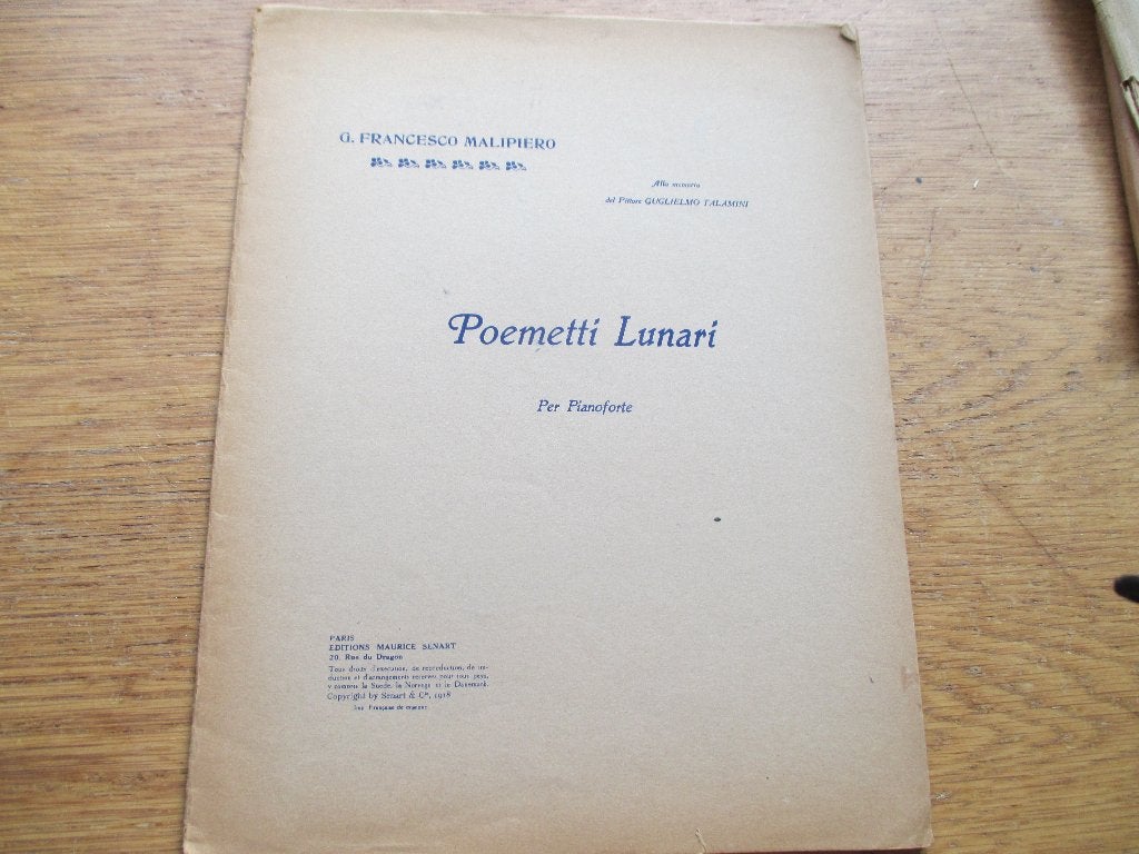 Francesco malipiero -poemetti lunari -voor piano, Gebruikt, Klassiek, Ophalen of Verzenden, Artiest of Componist