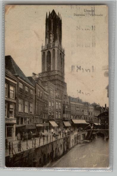 Utrecht Domtoren Vischmarkt  st 1928 Galeries Moderne, Verzenden, 1920 tot 1940, Gelopen, Utrecht