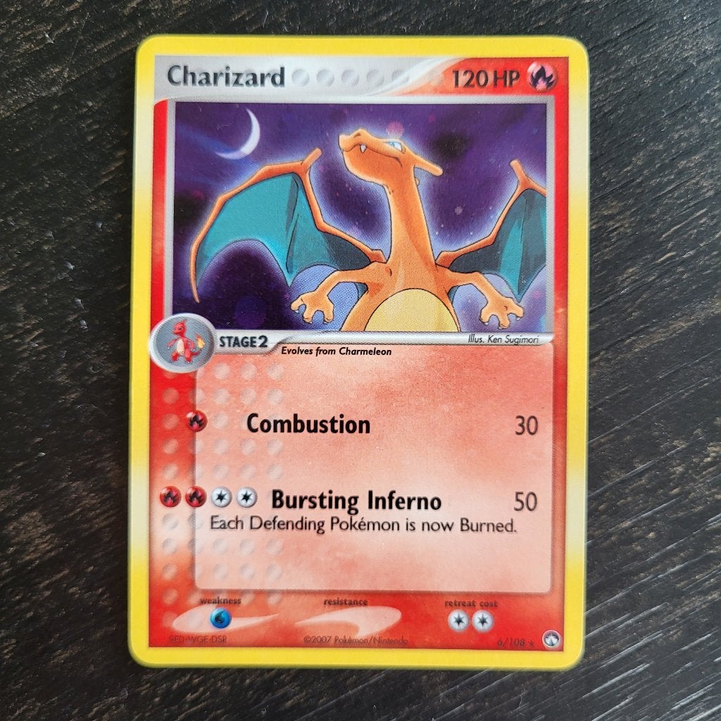 Pokémon kaart Charizard 6/108 reverse holo 2007, Ophalen, Nieuw, Losse kaart