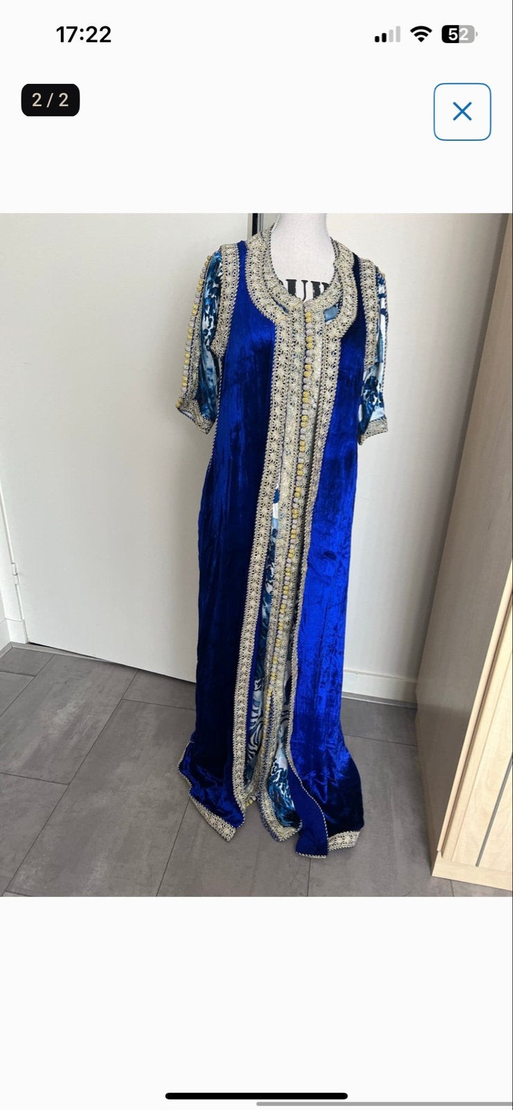 Prachtige blauwe kaftan, maat M, Maat 38/40 (M), Overige typen, Blauw, Ophalen of Verzenden